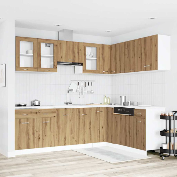 Set de muebles cocina 11 pzas madera ingeniería roble artesanal Set de muebles cocina 11 pzas madera ingeniería roble artesanal D