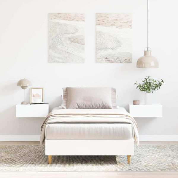 Estructura de cama sin colchón madera blanca 90x190 cm Estructura de cama sin colchón madera blanca 90x190 cm D