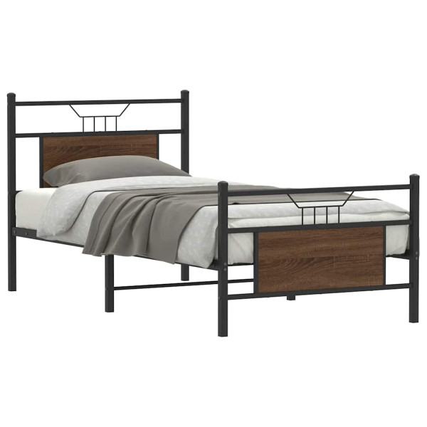 Estructura de cama sin colchón madera marrón roble 75x190 cm D