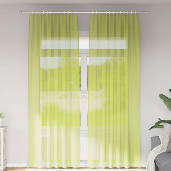 Cortinas de gasa con trabillas 2 uds. verde manzana Cortinas de gasa con trabillas 2 uds. verde manzana D