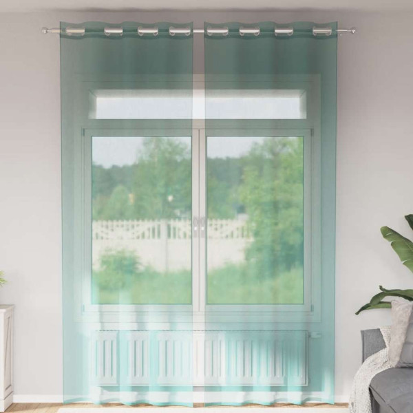 Cortinas de gasa con ojales 2 uds turquesa D