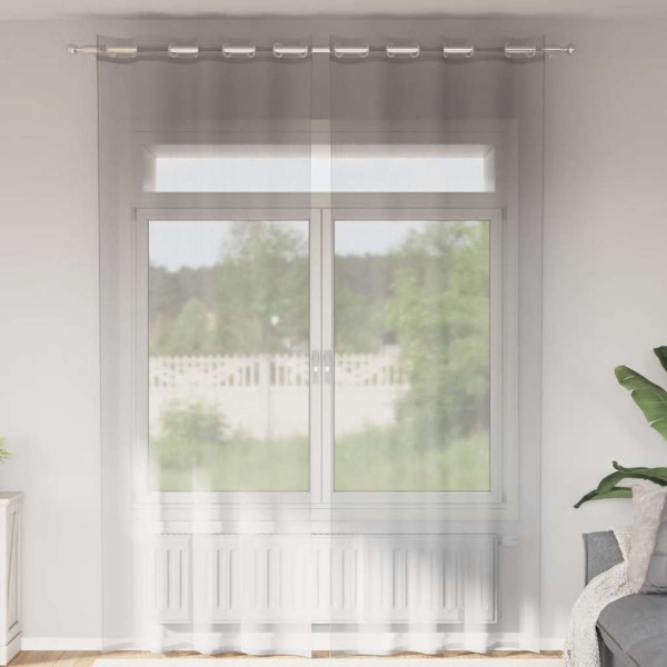 Cortinas de gasa con ojales 2 uds gris claro 140x260 cm Cortinas de gasa con ojales 2 uds gris claro 140x260 cm D