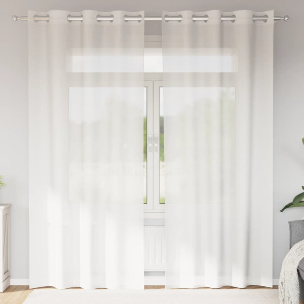 Cortinas de gasa con ojales 2 uds blanco Cortinas de gasa con ojales 2 uds blanco D