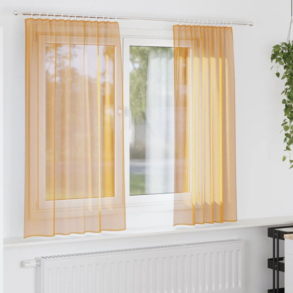 Cortinas de gasa con trabillas 2 uds naranja 140x140 cm Cortinas de gasa con trabillas 2 uds naranja 140x140 cm D