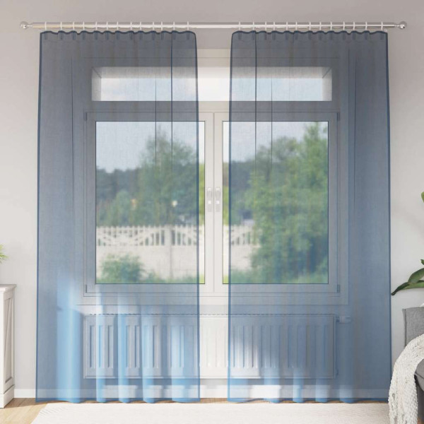 Cortinas de gasa con trabillas 2 uds azul real 140x245 cm Cortinas de gasa con trabillas 2 uds azul real 140x245 cm D