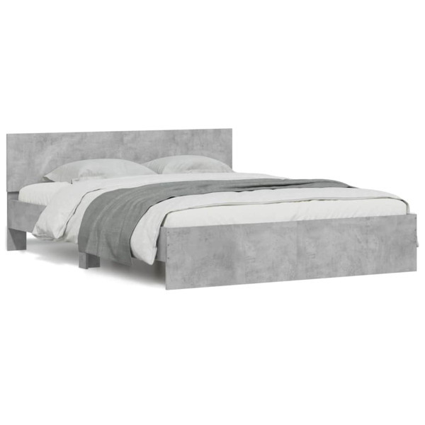 Estructura de cama cabecero y luces LED gris hormigón 150x200cm Estructura de cama cabecero y luces LED gris hormigón 150x200cm D