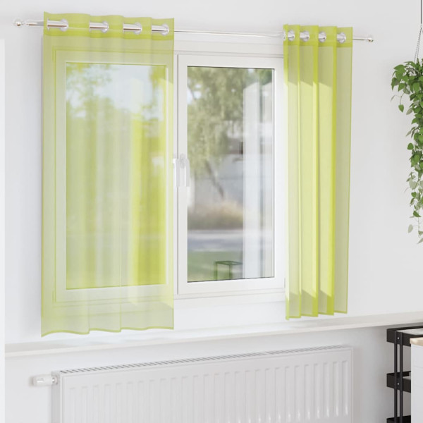 Cortinas de gasa con ojales 2 uds verde manzana 140x140 cm Cortinas de gasa con ojales 2 uds verde manzana 140x140 cm D