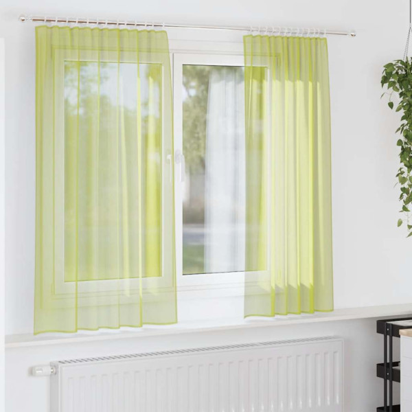 Cortinas de gasa con trabillas 2 uds. verde manzana Cortinas de gasa con trabillas 2 uds. verde manzana D