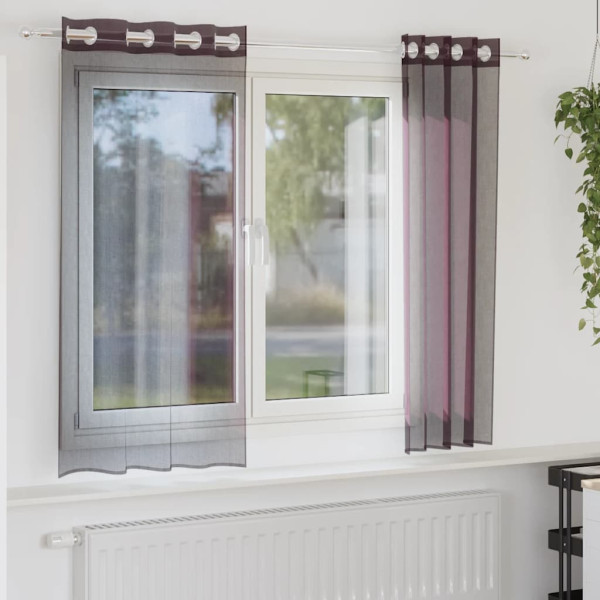 Cortinas de gasa con ojales 2 uds morado 140x175 cm D