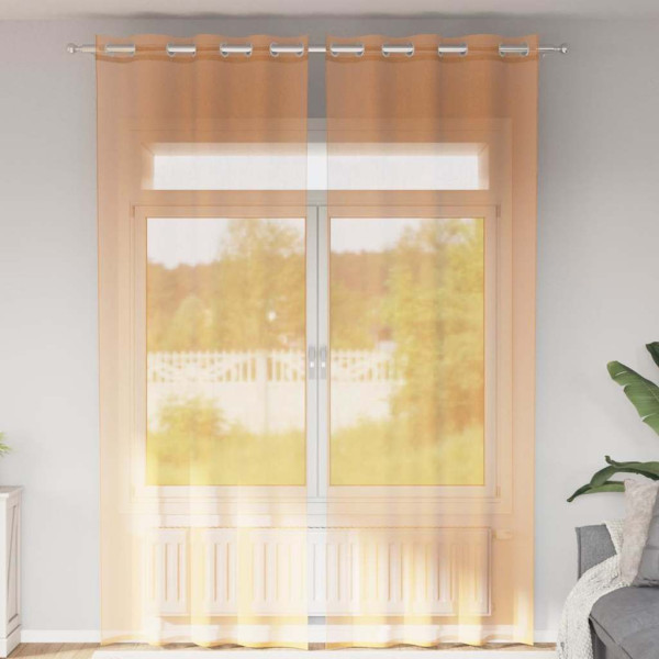 Cortinas de gasa con ojales 2 uds naranja 140x260 cm Cortinas de gasa con ojales 2 uds naranja 140x260 cm D