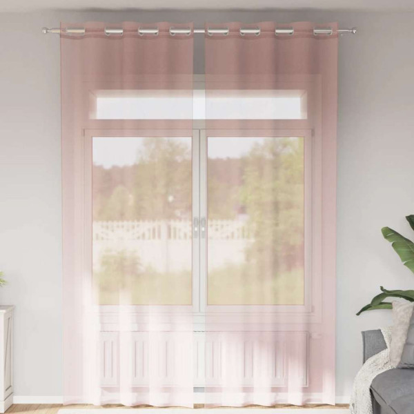 Cortinas de gasa con ojales 2 uds rosa 140x300 cm Cortinas de gasa con ojales 2 uds rosa 140x300 cm D