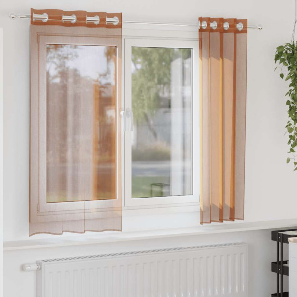 Cortinas de gasa con ojales 2 uds terracota Cortinas de gasa con ojales 2 uds terracota D