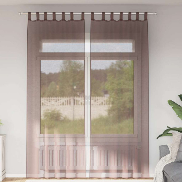 Cortinas de gasa con bolsillos para varillas 2 uds. marrón Cortinas de gasa con bolsillos para varillas 2 uds. marrón D