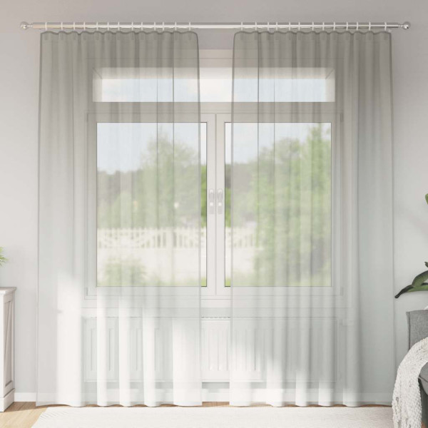 Cortinas de gasa con trabillas 2 uds gris claro 140x245 cm Cortinas de gasa con trabillas 2 uds gris claro 140x245 cm D