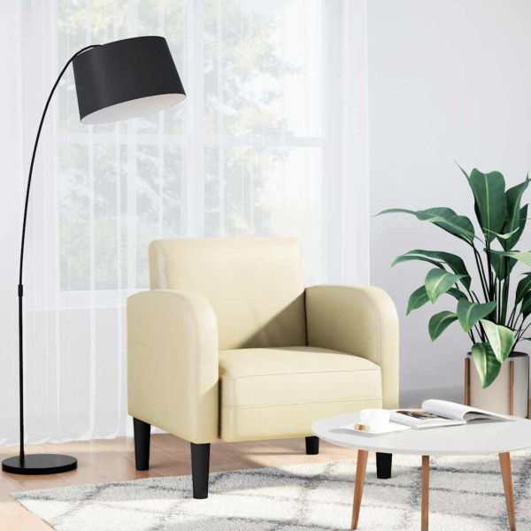 Sillón con reposabrazos color crema 54 cm cuero sintética D