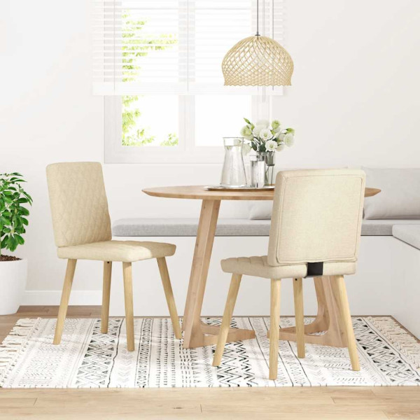 Sillas de comedor 2 unidades tela color crema Sillas de comedor 2 unidades tela color crema D