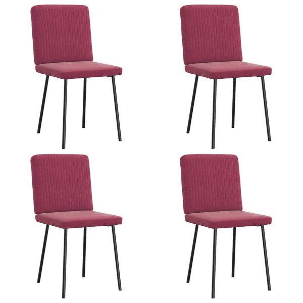 Sillas de comedor 4 unidades terciopelo rojo tinto Sillas de comedor 4 unidades terciopelo rojo tinto D