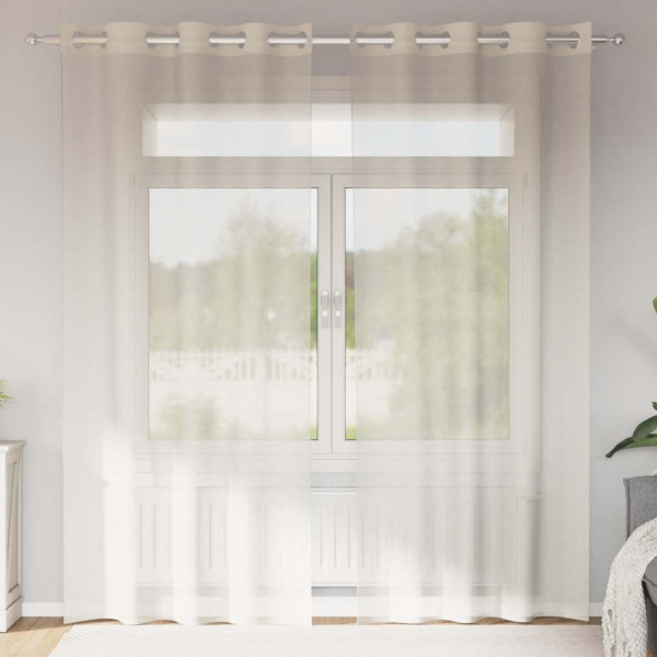 Cortinas de gasa con ojales 2 uds crema 140x225 cm Cortinas de gasa con ojales 2 uds crema 140x225 cm D