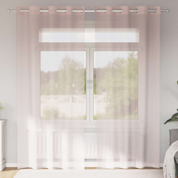 Cortinas de gasa con ojales 2 uds rosa claro 140x245 cm Cortinas de gasa con ojales 2 uds rosa claro 140x245 cm D