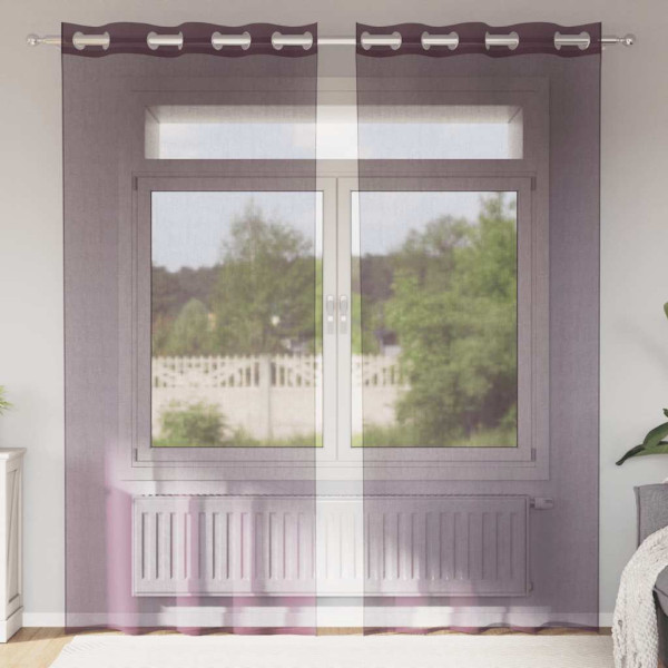 Cortinas de gasa con ojales 2 uds morado 140x225 cm Cortinas de gasa con ojales 2 uds morado 140x225 cm D