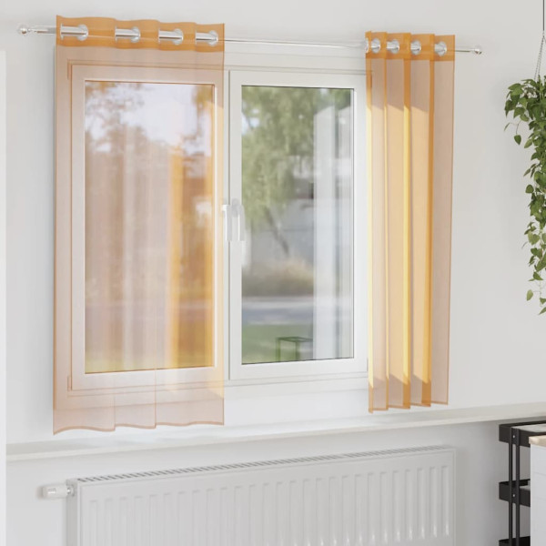 Cortinas de gasa con ojales 2 uds naranja 140x175 cm Cortinas de gasa con ojales 2 uds naranja 140x175 cm D