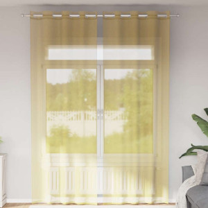 Cortinas de gasa con ojales 2 uds amarillo D
