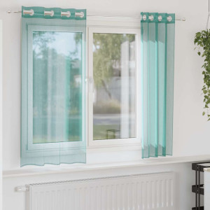 Cortinas de gasa con ojales 2 uds turquesa D