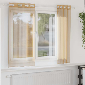 Cortinas de gasa con ojales 2 uds arena D