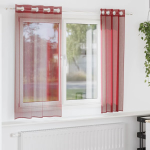 Cortinas de gasa con ojales 2 uds rojo vino D