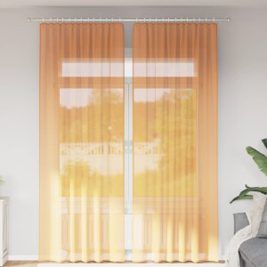 Cortinas de gasa con trabillas 2 uds naranja 140x260 cm D