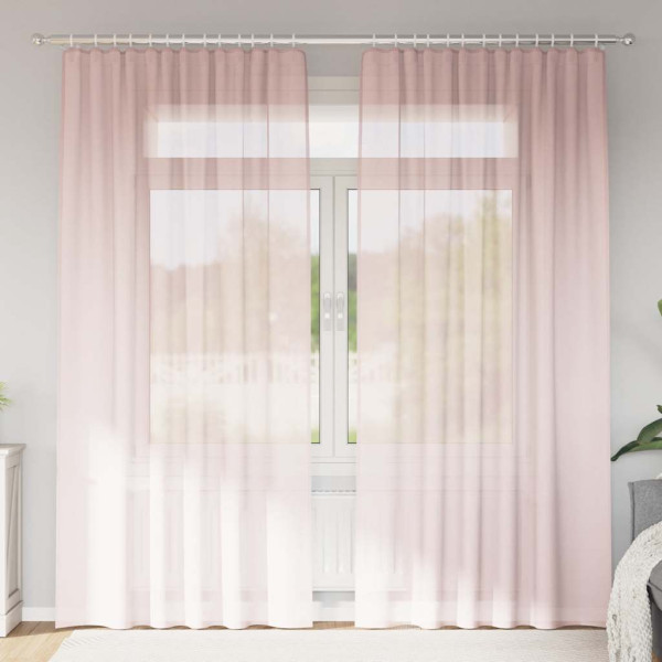 Cortinas de gasa con trabillas 2 uds rosa claro 140x245 cm Cortinas de gasa con trabillas 2 uds rosa claro 140x245 cm D