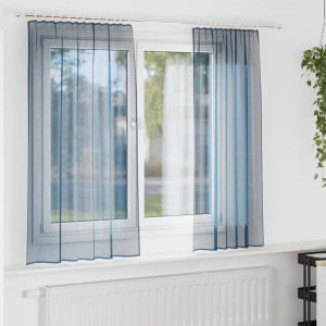 Cortinas de gasa con trabillas 2 uds azul real 140x175 cm D
