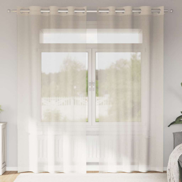 Cortinas de gasa con ojales 2 uds crema 140x245 cm Cortinas de gasa con ojales 2 uds crema 140x245 cm D