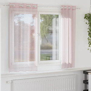Cortinas de gasa con ojales 2 uds rosa claro 140x140 cm D