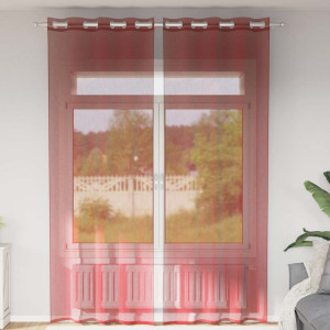 Cortinas de gasa con ojales 2 uds rojo vino D