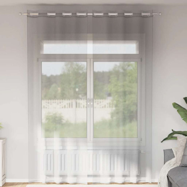 Cortinas de gasa con ojales 2 uds gris claro 140x300 cm Cortinas de gasa con ojales 2 uds gris claro 140x300 cm D