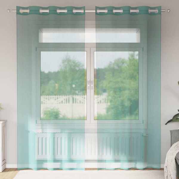 Cortinas de gasa con ojales 2 uds turquesa Cortinas de gasa con ojales 2 uds turquesa D