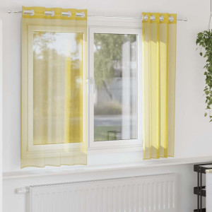 Cortinas de gasa con ojales 2 uds amarillo D