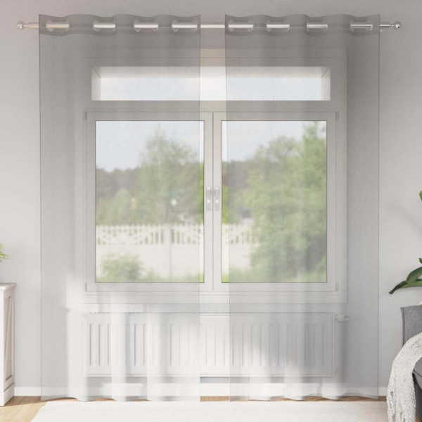 Cortinas de gasa con ojales 2 uds gris claro 140x245 cm Cortinas de gasa con ojales 2 uds gris claro 140x245 cm D