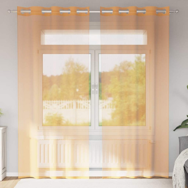 Cortinas de gasa con ojales 2 uds terracota Cortinas de gasa con ojales 2 uds terracota D