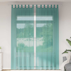 Cortinas de gasa con bolsillos para varillas 2 uds. turquesa D