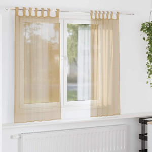 Cortinas de gasa con bolsillos para varillas 2 uds. arena D
