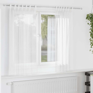 Cortinas de gasa con bolsillos para varillas 2 uds. blanco D