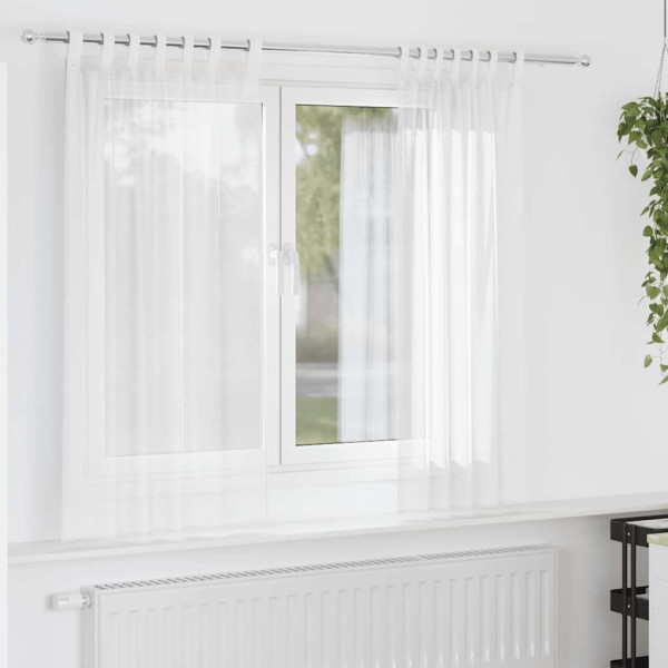 Cortinas de gasa con bolsillos para varillas 2 uds. blanco Cortinas de gasa con bolsillos para varillas 2 uds. blanco D