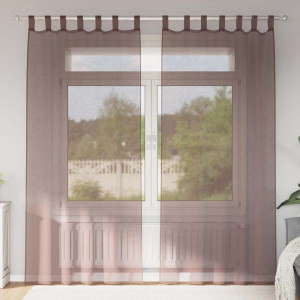 Cortinas de gasa con bolsillos para varillas 2 uds. marrón D