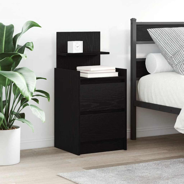 Mesillas de noche con 2 cajones 2 uds. Negro 38x34x80 cm D