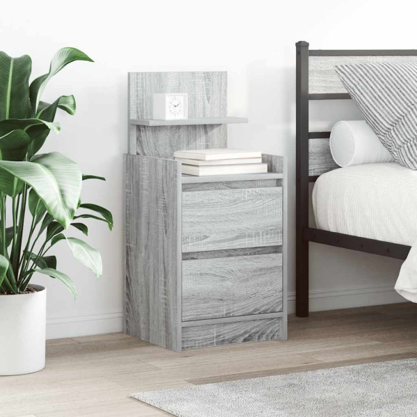 Mesillas de noche con 2 cajones 2 uds gris Sonoma 38x34x80 cm D