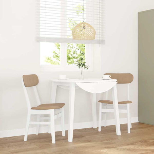 Sillas de comedor con cojines 2uds madera maciza blanco caucho D