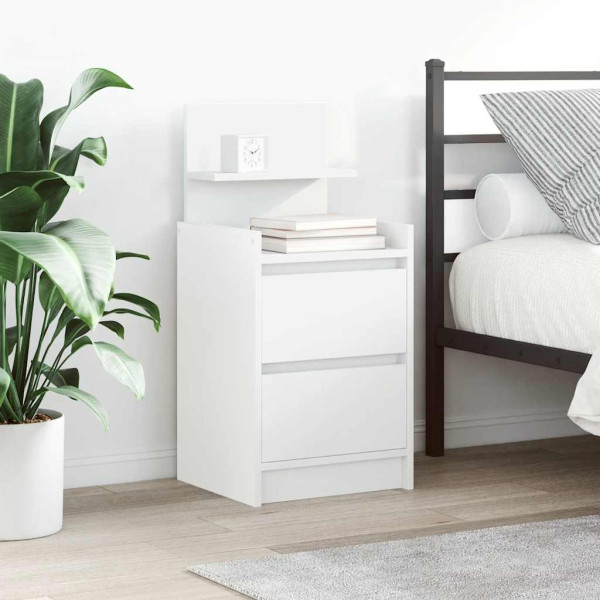 Mesillas de noche con 2 cajones 2 uds Blanco 38x34x80 cm D