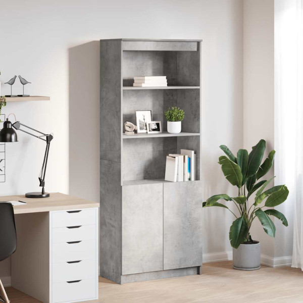 Aparador alto madera de ingeniería gris hormigón 70x35x180 cm D